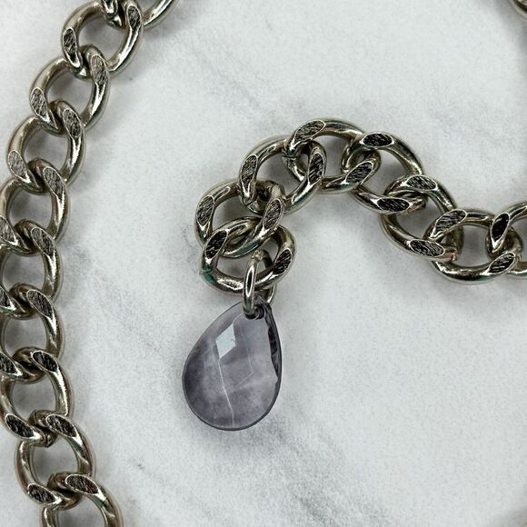 New York & Company Pink Flower Chain Link Belt Silver Tone Large/XL (L/XL) ✨ - Picture 10 of 12